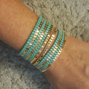 Teal and Gold Bracelet